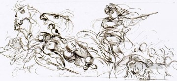  guerra Obras - Estudio para el cofre de guerra Romántico Eugene Delacroix